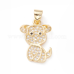Pendentifs avec zircon cubiques à micro-pavés en laiton&nbsp;KK-D067-06G-01-RS