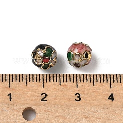 Винтажные круглые бусины ручной работы с цветочным узором в технике перегородчатой эмали&nbsp;CLB-XCP0001-01