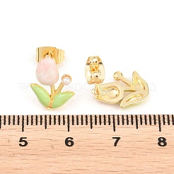 Blume Messing Emaille Ohrstecker&nbsp;LS-EJEW-T051-08B