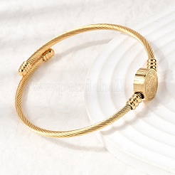 Витые браслеты-манжеты из нержавеющей стали 304 для женщин&nbsp;BJEW-P387-01G