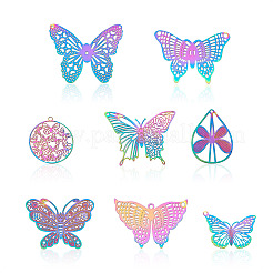 48 pendentif en filigrane en acier inoxydable de style 201&nbsp;STAS-FW0001-13