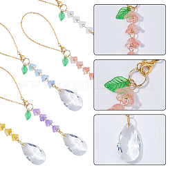 5 pezzo di decorazione pendente a forma di fiore rotondo in vetro e acrilico&nbsp;HJEW-DC00106