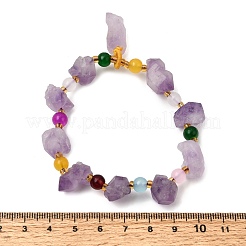 Pulseras elásticas con cuentas y dijes de pepitas de amatista natural en bruto para mujer&nbsp;GG-CBA2C9C-05