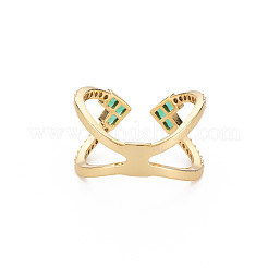 Кольцо-манжета из прозрачного кубического циркония с крест-накрест RJEW-T016-36G-01