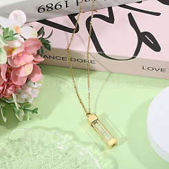 1 шт. стеклянные песочные часы прямоугольник памятная урна для праха питомца подвеска ожерелье&nbsp;NJEW-CA0001-27G