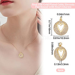 6 шт. Латунные подвески с микропаве&nbsp;ZIRC-BBC0001-71