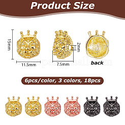 18 шт. 3-цветные бусины из сплава в форме головы льва&nbsp;FIND-OC0013-63