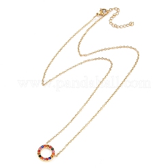 Anello in acciaio inossidabile 304 con ciondolo in strass colorato collane e bracciali e orecchini a bottone set per donna&nbsp;SJEW-C004-09G-02