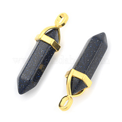Pendentifs pointus à double extrémité en pierre d'or synthétique bleue&nbsp;G-G902-C12