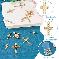 12 Stück 6 Stile Kreuz Legierung Strass & Kunststoff Perle Anhänger & Link Zubehörse Kits&nbsp;FIND-TA0007-90