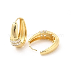 Прозрачные серьги-кольца с фианитами EJEW-P213-03G