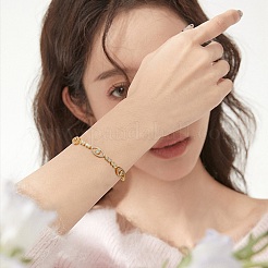Bracelet coulissant oeil de cheval avec zircone cubique&nbsp;BJEW-SZ0002-08D