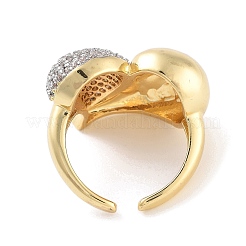 Открытое кольцо-манжета из латуни с микро-паве в виде сердца для женщин с кубическим цирконием&nbsp;RJEW-C102-01G