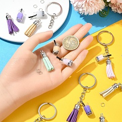 Наборы для изготовления брелков-подвесок с кисточками своими руками из железной и стеклянной бутылки с подвеской из искусственной замши&nbsp;DIY-YW0009-99