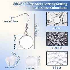 Kit para hacer aretes colgantes de acero inoxidable 304 con cúpula en blanco&nbsp;DIY-SP0001-08C-P