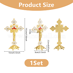 Statue de croix crucifix en alliage émaillé à caractère religieux&nbsp;DJEW-WH0043-105C
