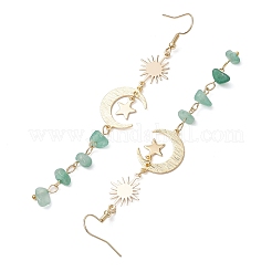 Серьги с подвесками в форме луны из натуральных смешанных камней&nbsp;EJEW-JE06052