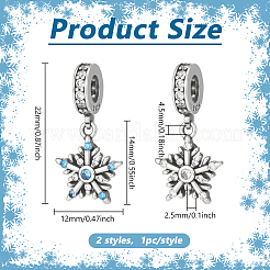 2 шт. 2 цвета латунь небесно-голубой кубический цирконий снежинка европейские подвески-шармы&nbsp;KK-PH0012-32