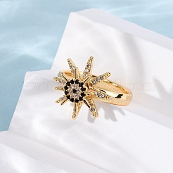 Латунные микро проложить пальцев кольца кубического циркония&nbsp;RJEW-S636-01G