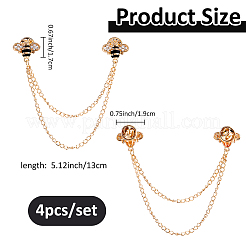 4 шт. броши из цинкового сплава с бахромой и стразами в виде пчелы&nbsp;JEWB-FH0002-33KCG