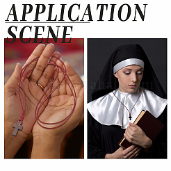 60 шт. 5-х цветный деревянный крест-подвеска из вощеного полиэфирного шнура&nbsp;NJEW-NB00011