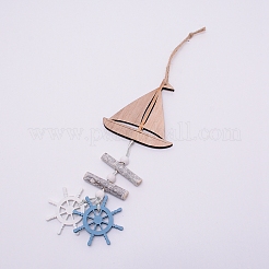 Ornements de pendentif en bois naturel de style méditerranéen&nbsp;WOOD-WH0113-46
