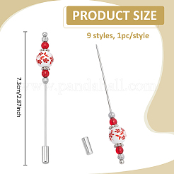 9 Stück 9 Stile Messing-Anstecknadeln&nbsp;AJEW-BC00034