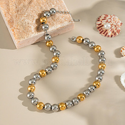 Colliers européens à perles rondes en acier inoxydable 304 argenté de 8 mm pour femmes&nbsp;OD8849-3