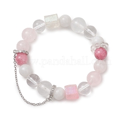 Braccialetti elastici con perline di pietre preziose miste naturali per le donne&nbsp;BJEW-TA00739-02