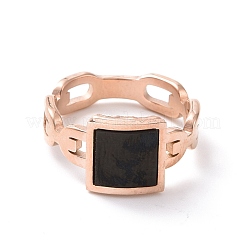 Anillo de dedo cuadrado de acrílico negro&nbsp;RJEW-D120-08B-RG