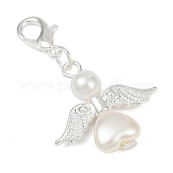 Пластиковый жемчужный ангел-подвеска в форме сердца&nbsp;HJEW-JM03579-04