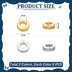 16 Stück 2 Farben Messing Micro Pave klare Zirkonia European Beads&nbsp;OPDL-UN0001-08