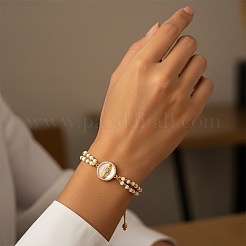 Регулируемые латунные эмалированные браслеты с подвеской в виде святого Бенедикта и Девы Марии&nbsp;FQ5535