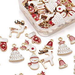 64 pièces 8 style or clair thème de noël alliage pendentifs en émail&nbsp;ENAM-LS0001-56