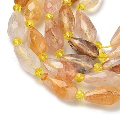 Натуральный желтый гематоидный кварц/золотые целебные кварцевые бусины нити&nbsp;G-G453-F06-8x16mm