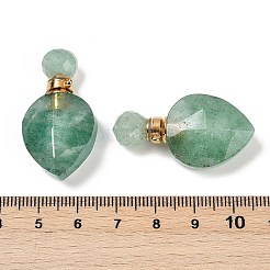 Natürliche grüne Erdbeerquarz facettierte Tropfenflaschenanhänger&nbsp;G-A225-02G-01