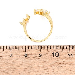 Латунные кольца-манжеты с микропаве и прозрачным цирконием для женщин&nbsp;RJEW-U047-25G