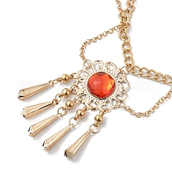 Сплав кубический цирконий цветок кисточка колокольчик цепочка ремни для женщин&nbsp;LS-AJEW-D300-01G