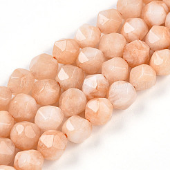 Teñidos naturales blancas abalorios de jade hebras&nbsp;G-T139-8mm-46T