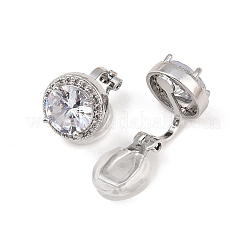 Латунные серьги-манжеты из прозрачного кубического циркония&nbsp;EJEW-Z148-01P