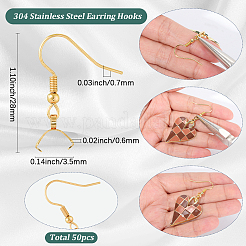 50 шт. крючки для сережек из нержавеющей стали 304&nbsp;STAS-SC0010-74G
