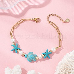 Armbänder aus synthetischem Türkis und Muschelperlen&nbsp;BJEW-JB13807