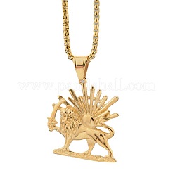 Цепочки-подвески из нержавеющей стали 304 с подвесками в виде льва и солнца&nbsp;FS-WG8084C-02