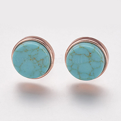 Orecchini a bottone in malachite sintetica turchese&nbsp;EJEW-F139-B10