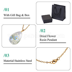 1 шт. ожерелья из нержавеющей стали с сухоцветами&nbsp;NJEW-TA0001-19B