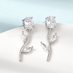 Boucles d'oreilles en laiton avec zircone cubique de micro pave&nbsp;KK-CBA8324-20P-05