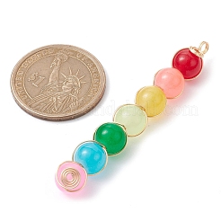 Pendentifs en perles rondes en verre imitation jade coloré&nbsp;PALLOY-JF02449-01
