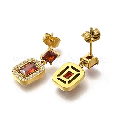 Серьги-гвоздики из нержавеющей стали 304 с ионным покрытием (IP) и микропаве из кубического циркония&nbsp;EJEW-H018-04G-02