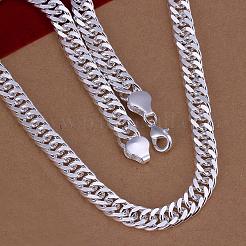 Popolari collane a maglia cubana in ottone placcato color argento per uomo&nbsp;NJEW-BB12683