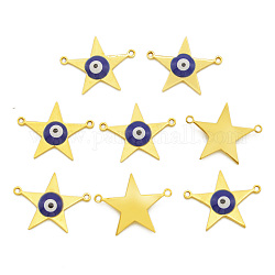 201 Stainless Steel Enamel Links Connectors, Star with Evil Eye, Golden, 12.5x16x2mm, Hole: 1mm